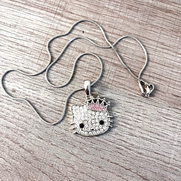 Hello Kitty Rhinestone Silver Pendant Necklace - Picture 1 of 3